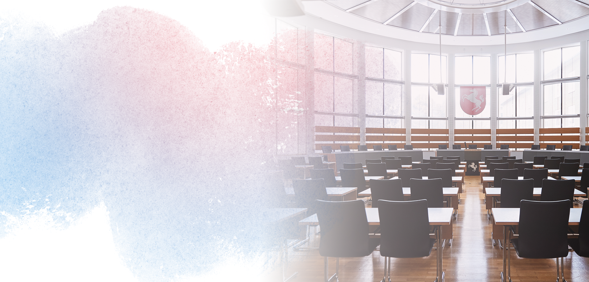 Plenarsaal und Aquarell-Wolke